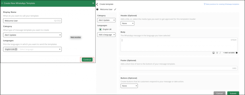 WhatsApp business templates