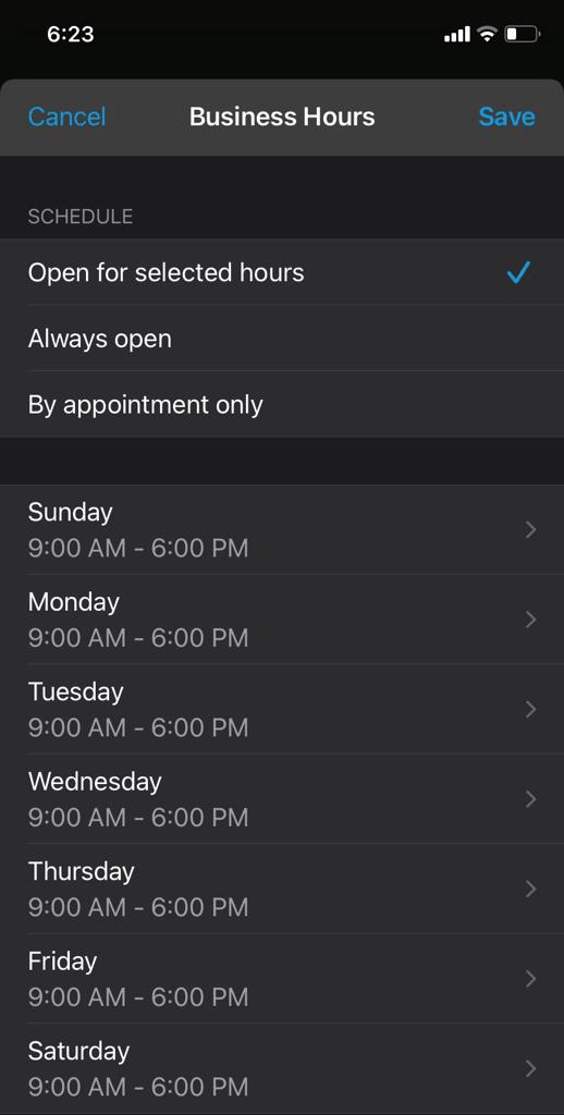 Hours of operation