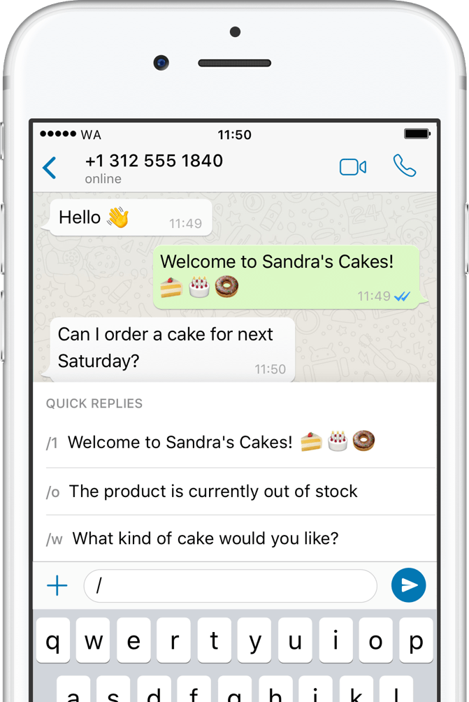 Quick messages with saved templates