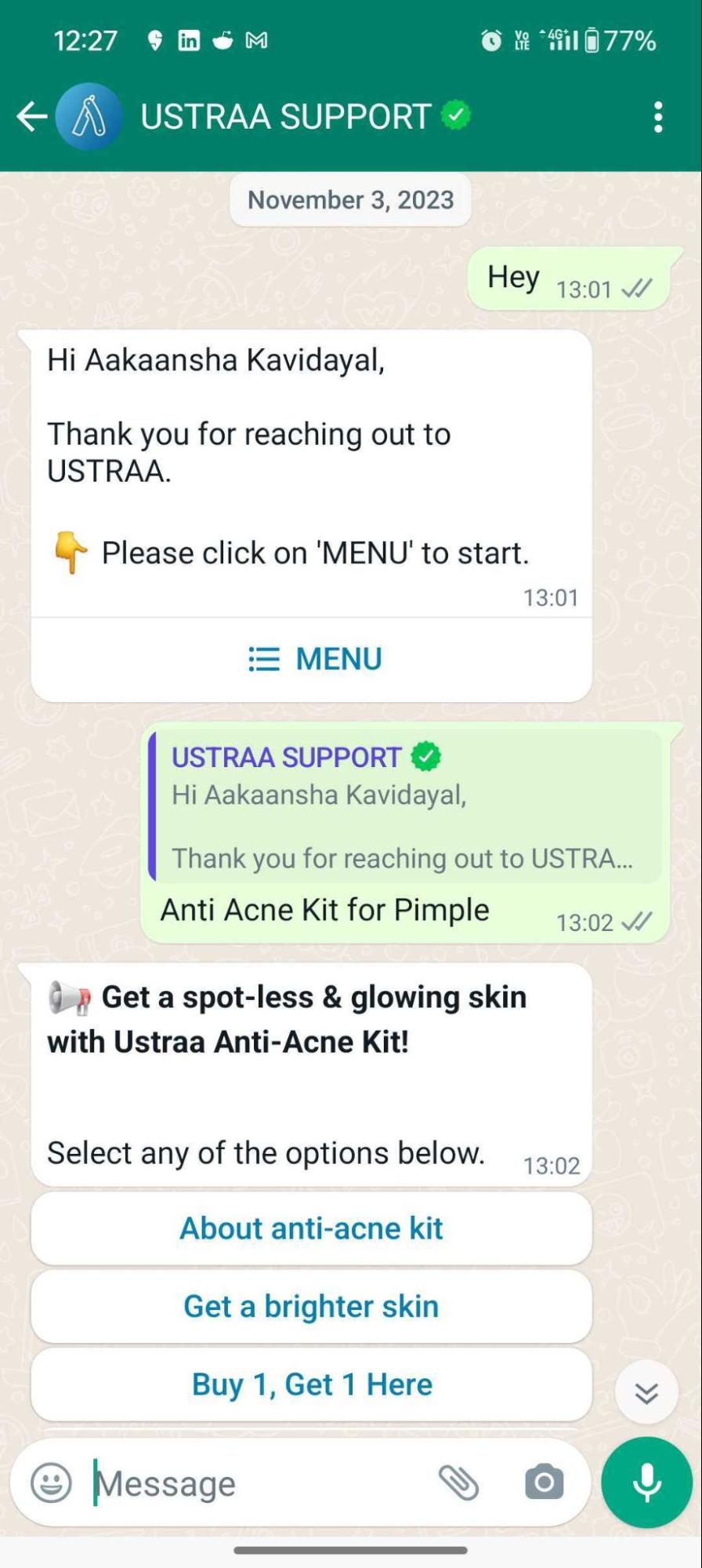 Get Interactive messages with WhatsApp Interactive Buttons
