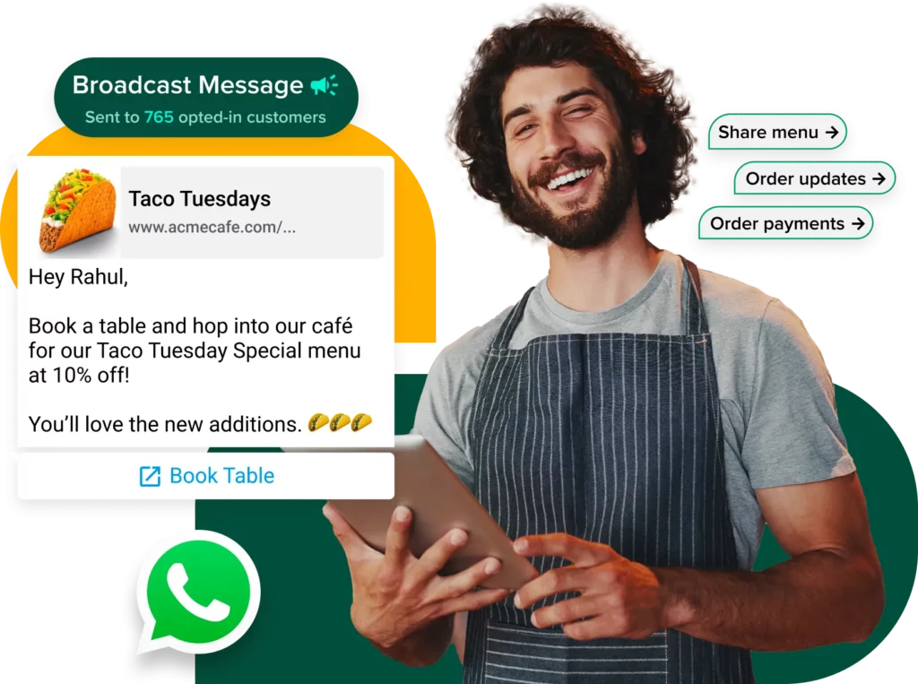 WhatsApp business for restaurants food businesses | WhatsApp business API Broadcast message