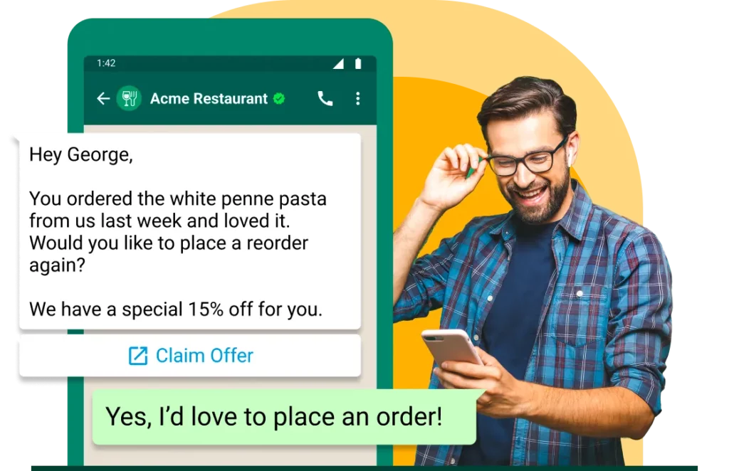 WhatsApp business for restaurants food businesses with WhatsApp business chat