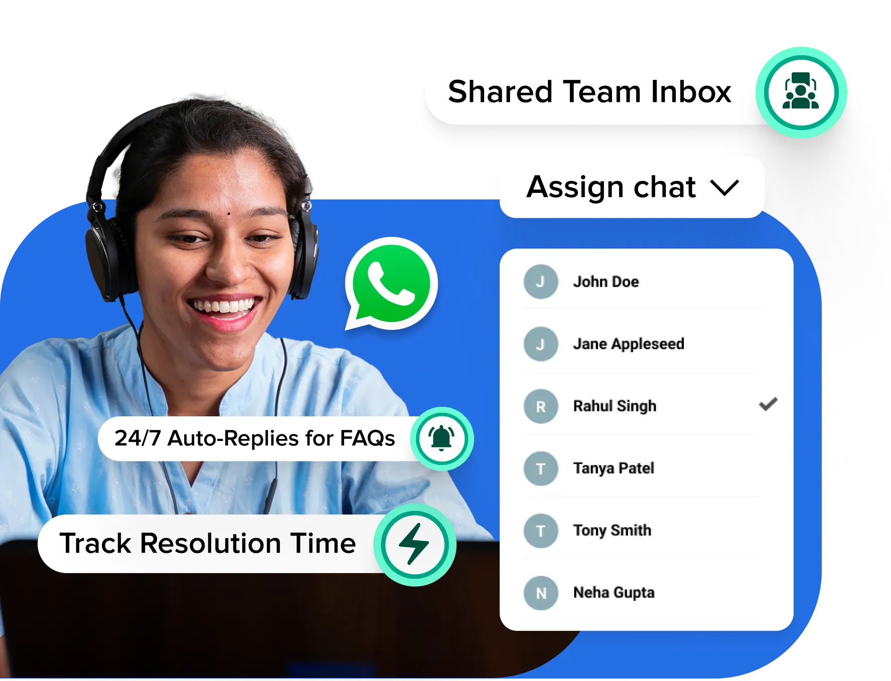 WhatsApp shared team inbox with Interakt