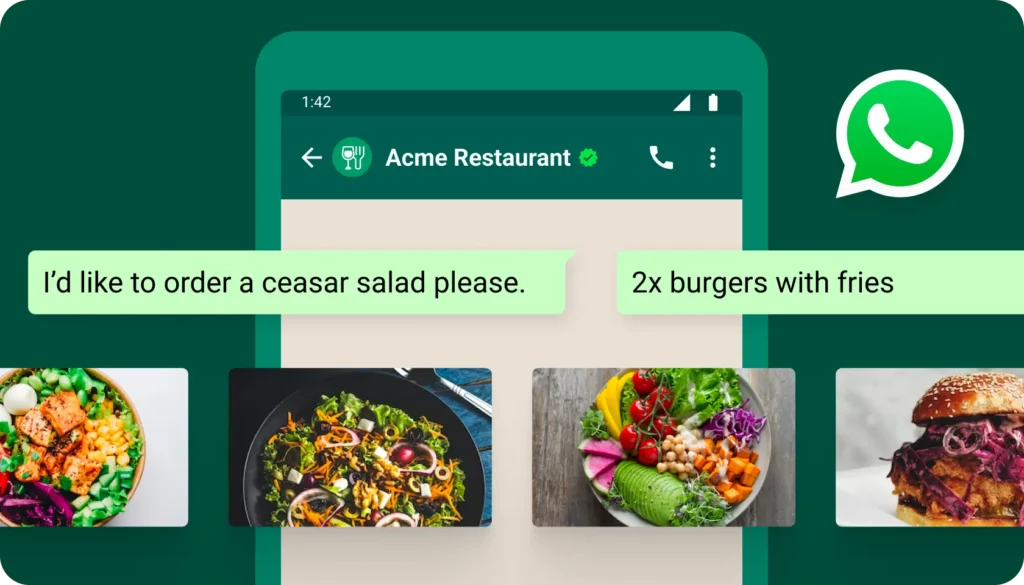 WhatsApp business for restaurants food businesses | Acme restaurants with Interakt