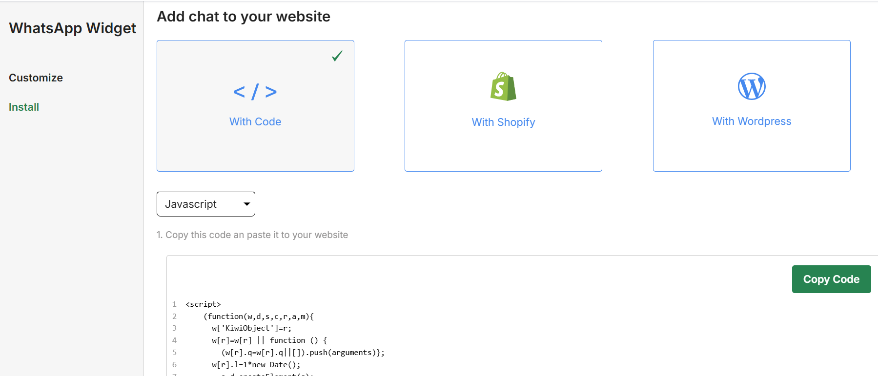 How to add a WhatsApp chat widget to your website using Interakt?