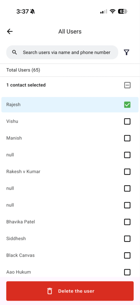 How to manage All Users section on Interakt mobile app?