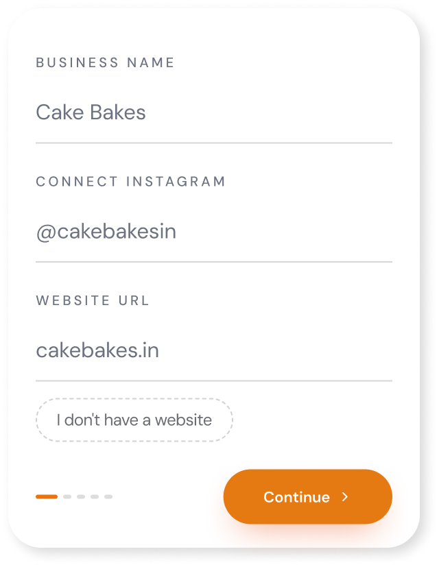 Setup step - Your business, understood in seconds