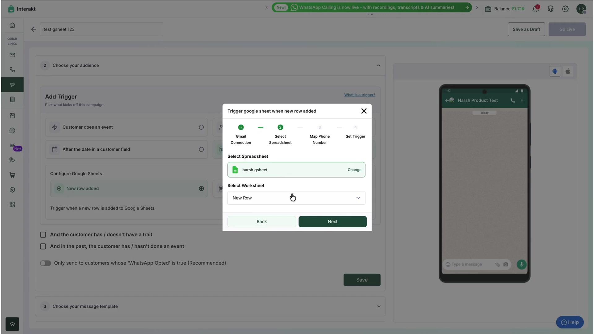 Figure 6: Selecting the spreadsheet and worksheet to watch.